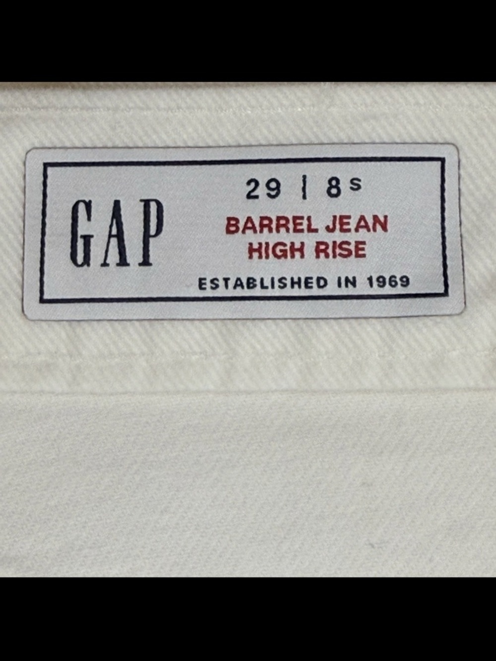 Gap High Rise Barrel Jeans White 8 short - Picture 6 of 6